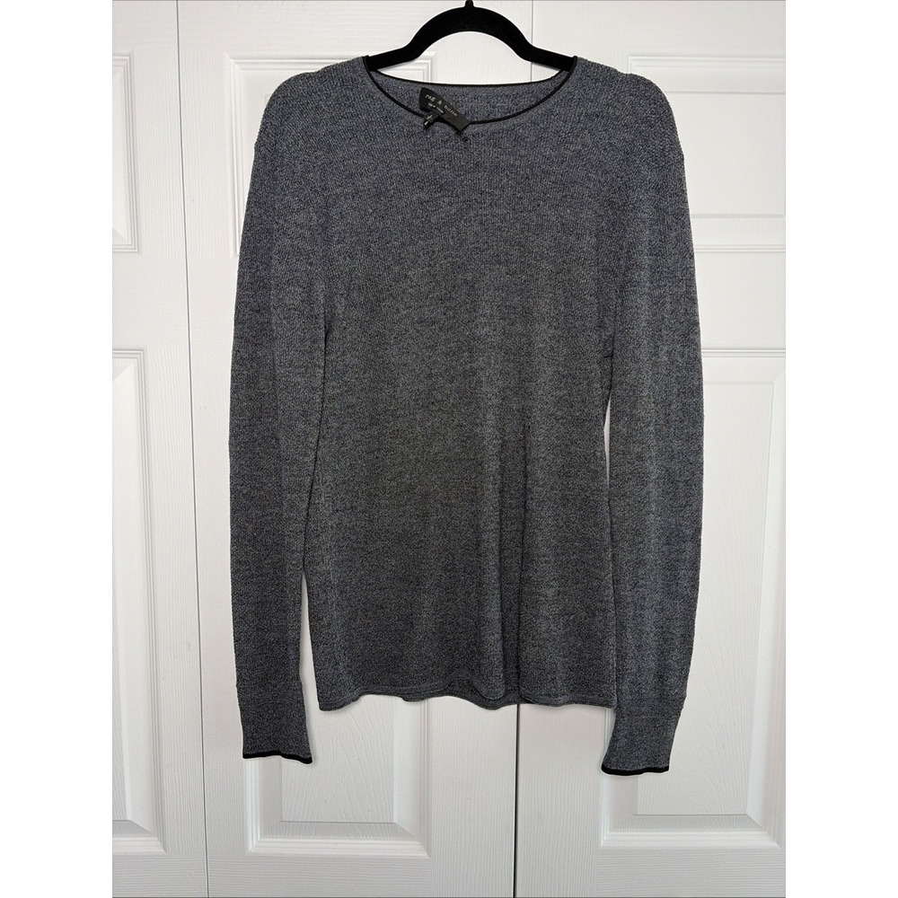 Rag & Bone Merino Wool Sweater Womens Size S Grey Long Sleeve Crew Neck Knit Top